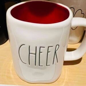 Rae Dunn Cheer Mug in White and Red